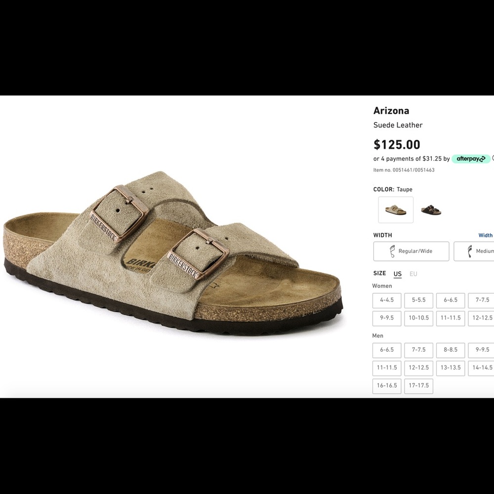 NWB Birkenstock Arizona suede leather 38